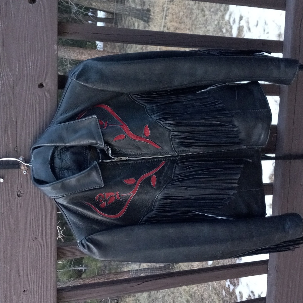 Biker Skins Leather Fringe Biker Jacket